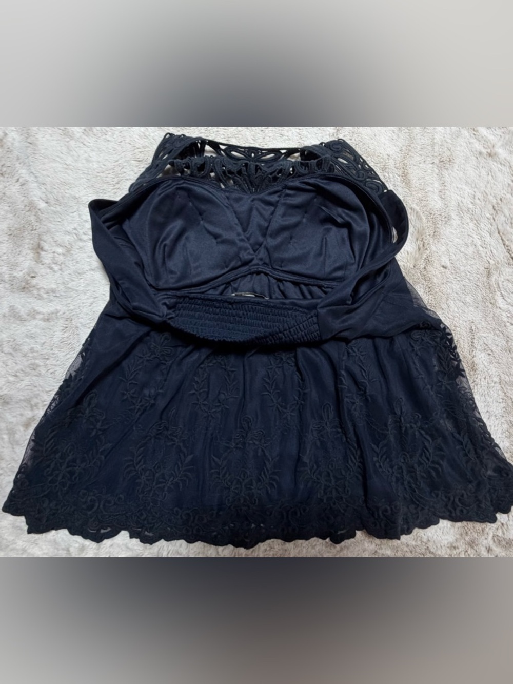Boston Proper Navy Lace Crochet Sleeveless Top XL - Picture 5 of 8
